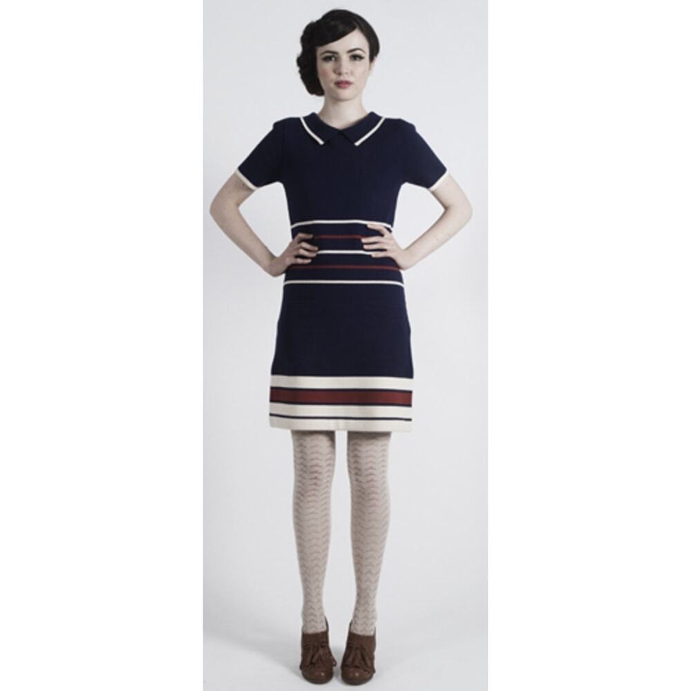 Dear Creatures Navy Shirley Mini Dress - Mod 60s Knit